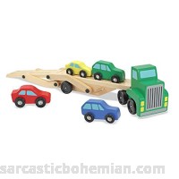 Melissa & Doug Car Carrier Truck & Cars Wooden Toy Set Compatible with Wooden Train Tracks Quality Wood Construction 13.8” H x 6.7” W x 3.35” L Standard B0037UT3E4